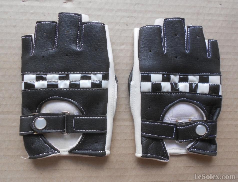 Gants cycliste ancien noir et blanc