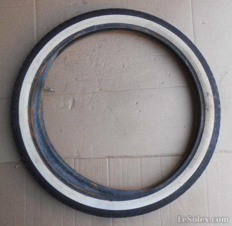 Pneu michelin ACS 2 1/4-18 flanc blanc occasion + chambre