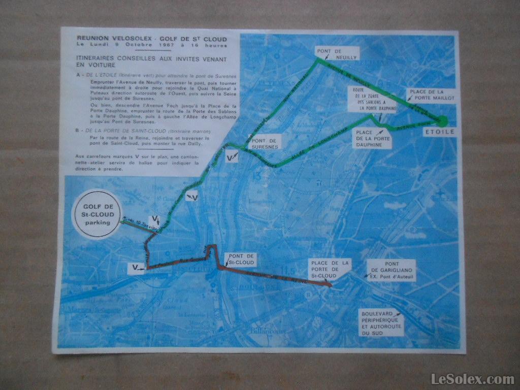 plan d'acces reunion velosolex golf de saint cloud 1967