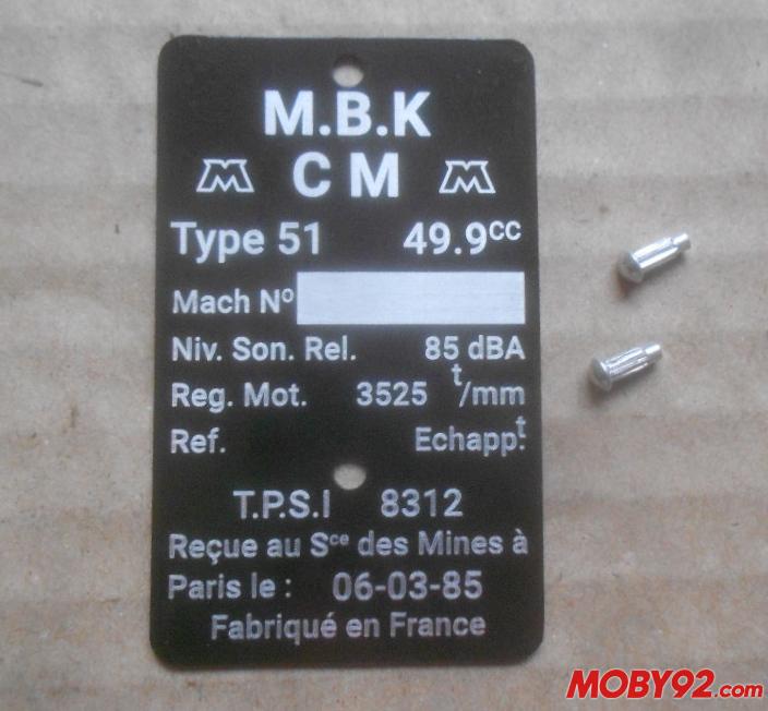 plaque mines motobecane 51