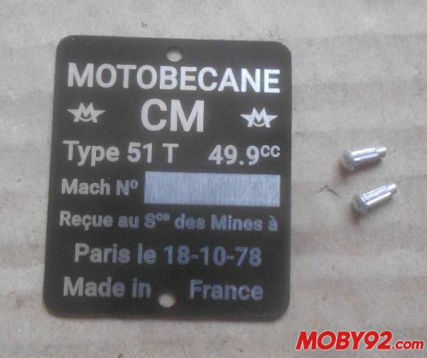 plaque mines motobecane 51T