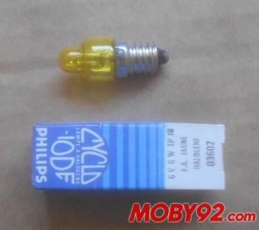 Ampoule 6V 6W (1A) jaune iode