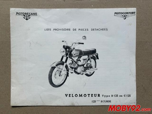 doc motobecane 125 LT catalogue liste provisoire