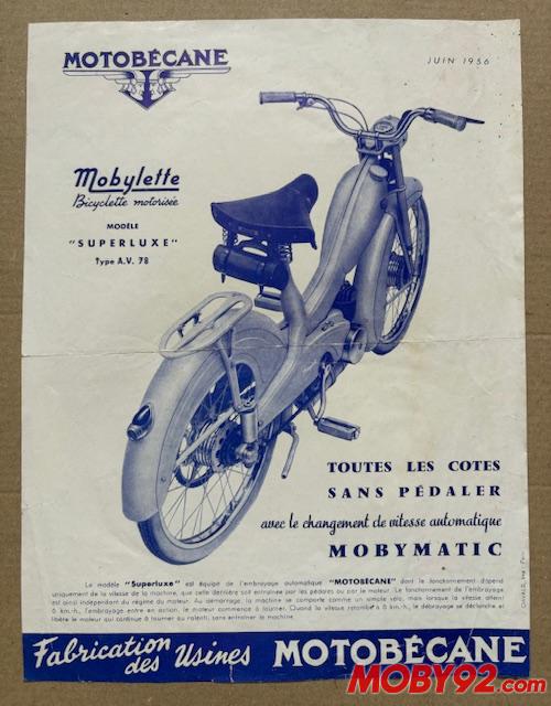 Publicit&eacute; ancienne motobecane 1956