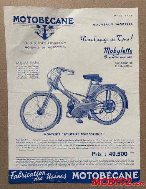Publicit&eacute; ancienne motobecane 1956