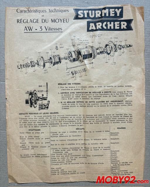 notice moyeu 3 vitesse sturmey archer