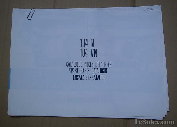 Catalogue pieces detachees peugeot 104 N VN