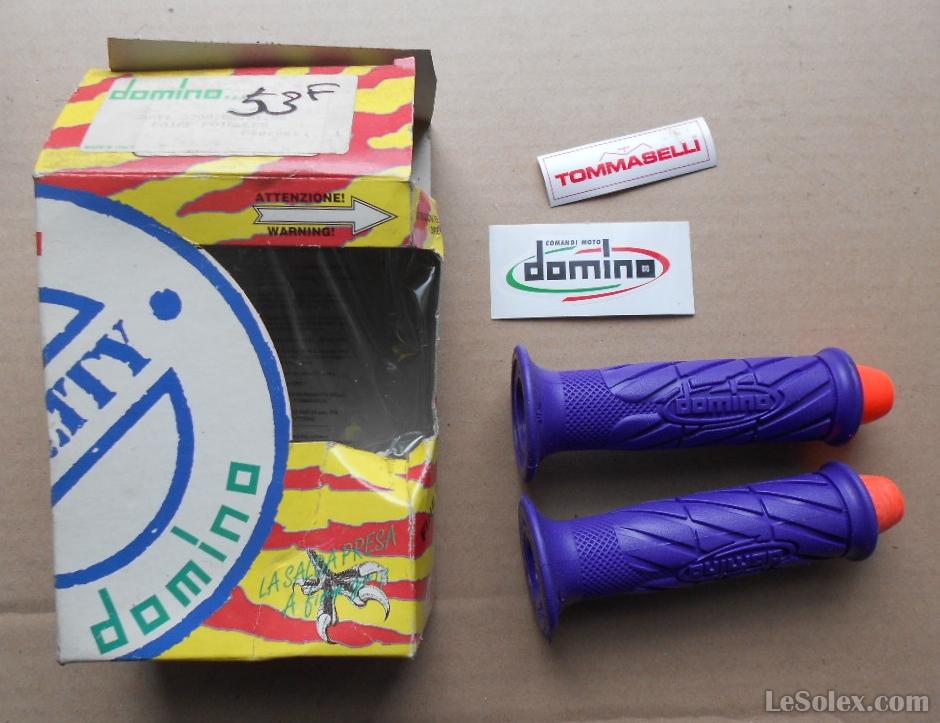 Poignee domino violet et orange