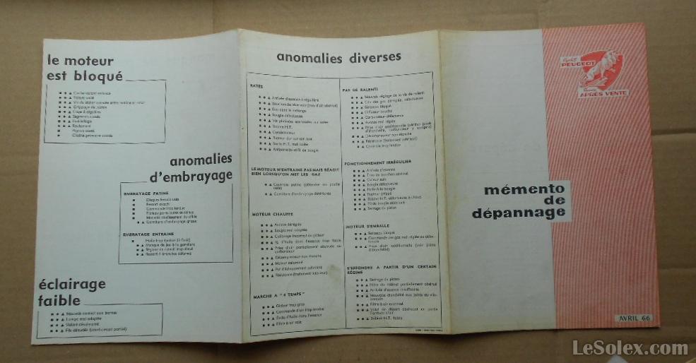 memento de depannage peugeot BB 1966