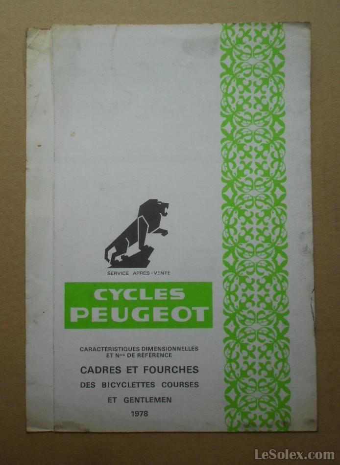 Recapitulatif des cadre bicyclette peugeot 1978