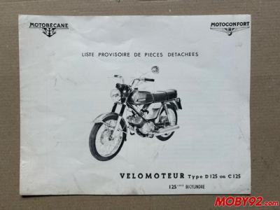 doc motobecane 125 LT catalogue liste provisoire