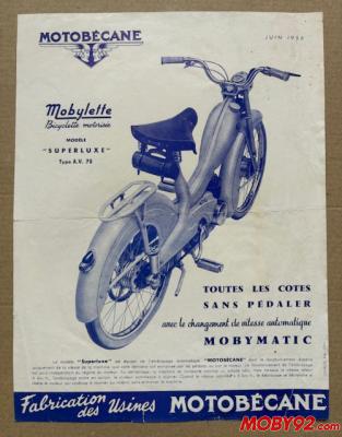 Publicit&eacute; ancienne motobecane 1956