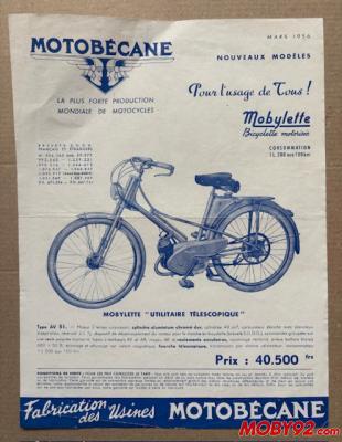 Publicit&eacute; ancienne motobecane 1956