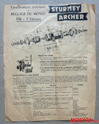 notice moyeu 3 vitesse sturmey archer