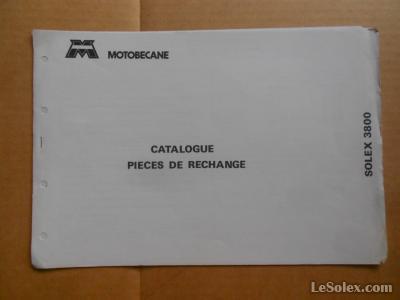 Catalogue des pi&egrave;ces solex 3800 motobecane